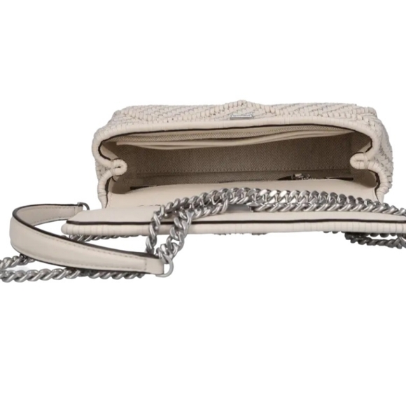 Tory Burch Kira Diamond woven small convertible shoulder bag ivory color - Picture 8 of 16